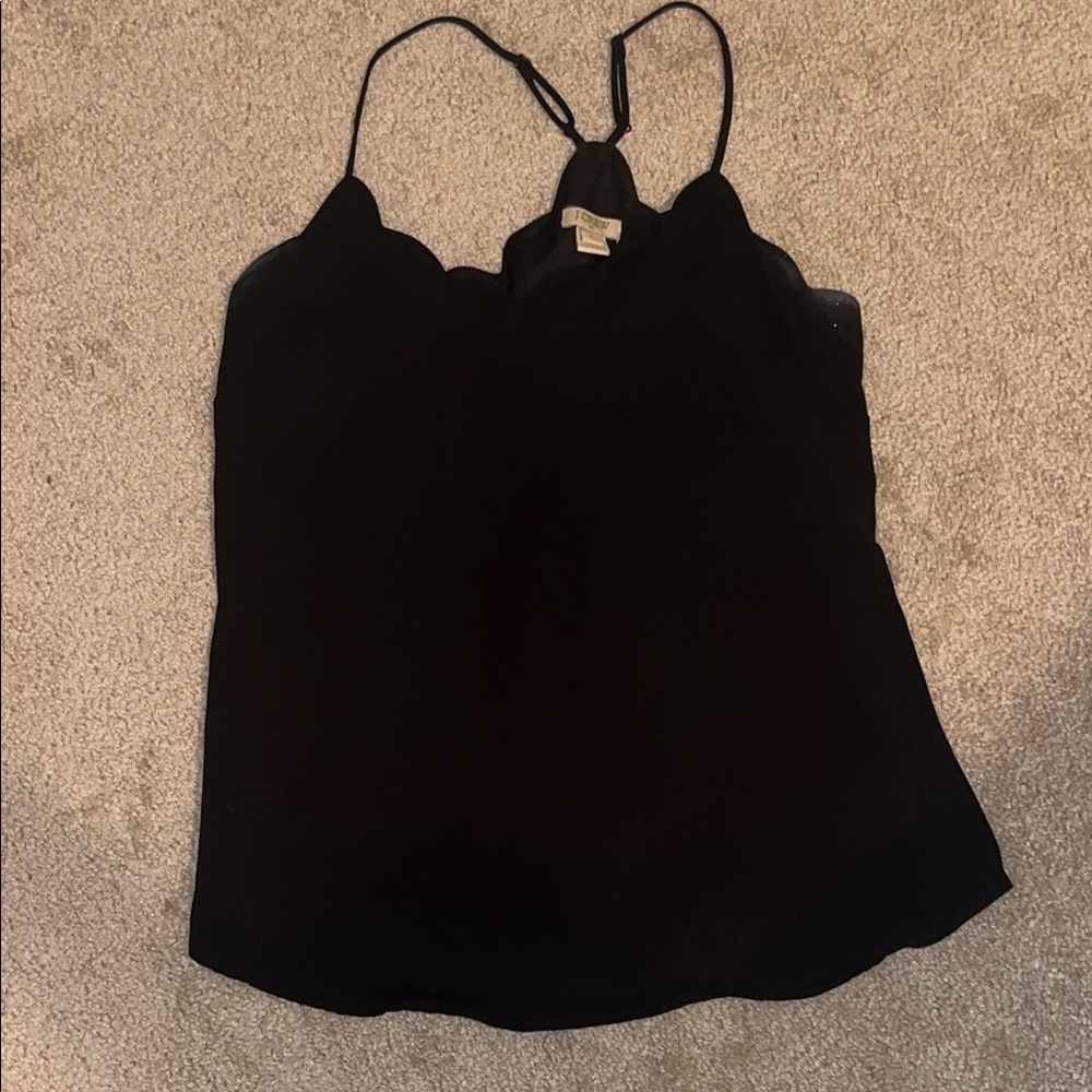 J.Crew Black Scalloped Camisole Top